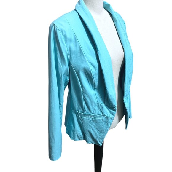 Torrid Blue Open Front Blazer Jacket Size 1 (1XL) Womens Lightweight Stretch Nyl - Picture 7 of 13